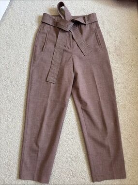 Wilfred Tailored Houndstooth Waistband Trousers — Beige and Red